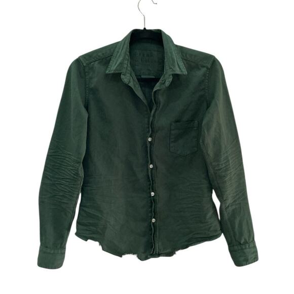 Frank & Eileen Barry Famous Denim Shirt Button Front Forest Green Cotton Size XS - Picture 5 of 10